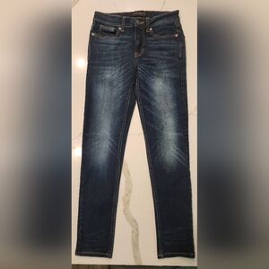 No Boundaries Mid Rise Dark Wash Stretch Denim Blue Jeans Women's 26 X 30